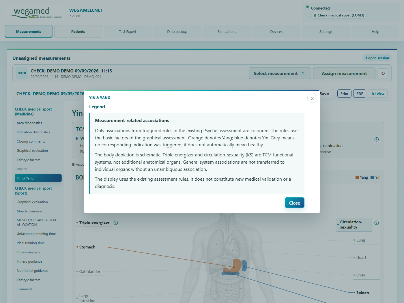 Contextual information window in TEST Expert