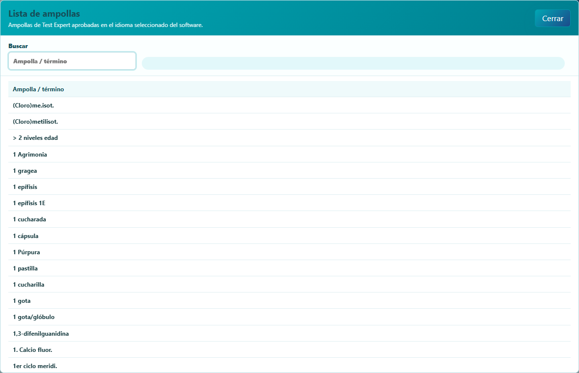 Lista actual de ampollas de prueba en alemán en wegamed.net 7.2.068
