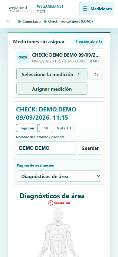 Pantalla de inicio de wegamed.net 7.2.75 en un smartphone
