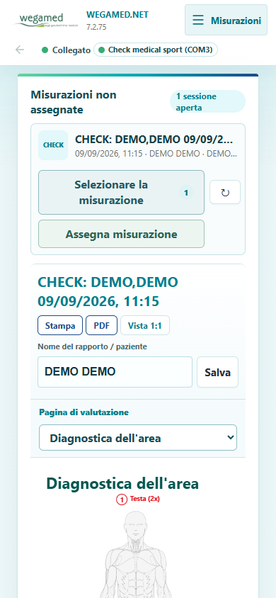 Schermata iniziale di wegamed.net 7.2.75 su smartphone