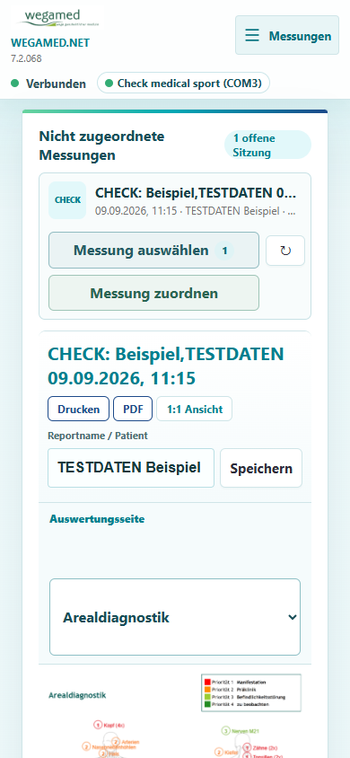 Neue wegamed.net 7.2.068 Startansicht auf dem Smartphone
