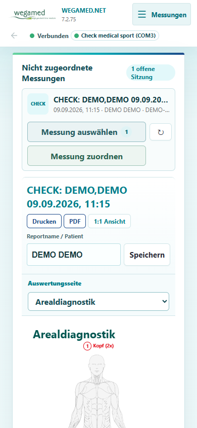 wegamed.net 7.2.75 Startansicht auf dem Smartphone