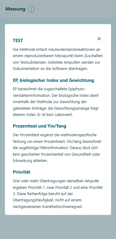 Kontextbezogenes Info-Fenster in TEST Expert